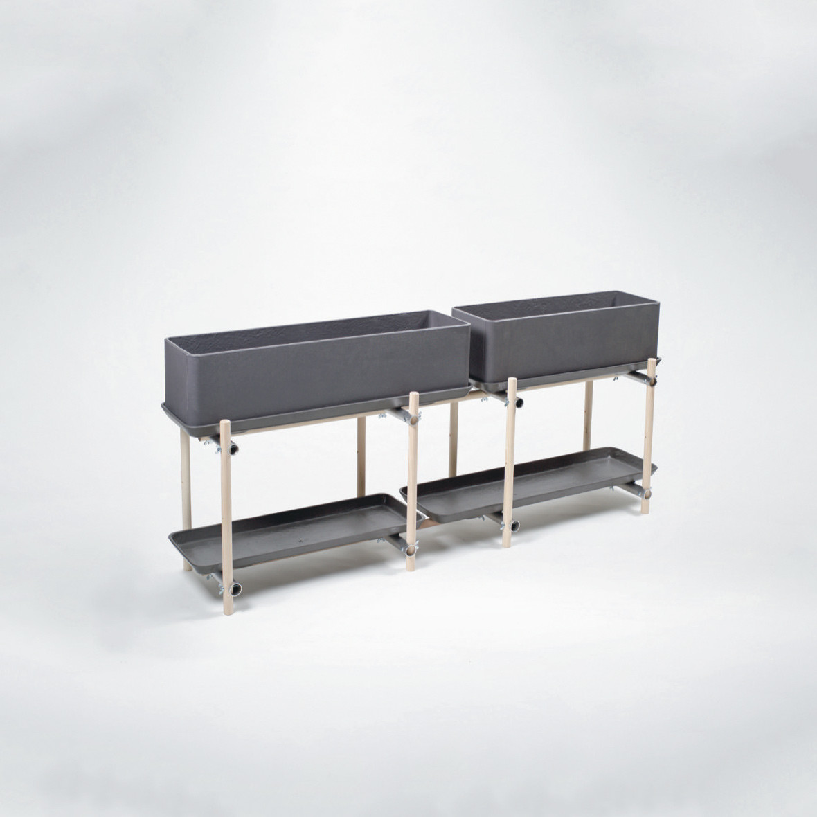 Pflanzenregal Stelz horizontal aus Holz und Stahlrohr | Bestswiss