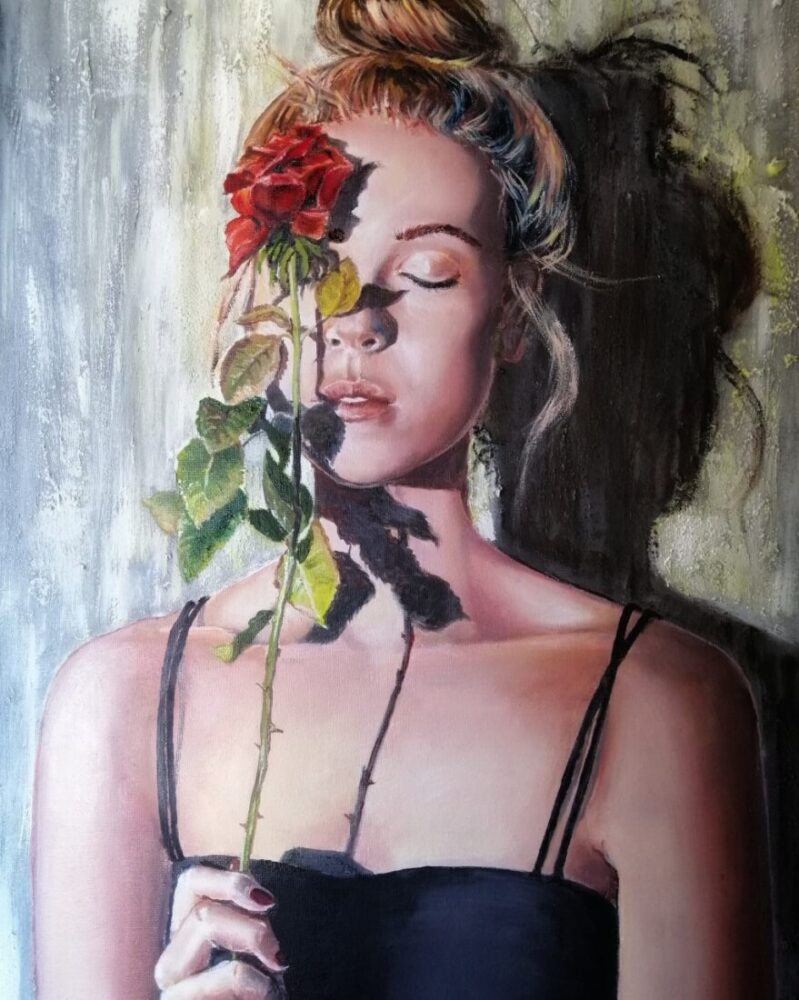 Aprile 2025 | Gianna Masoero 3 IL DONO OLIO SU TELA fondo arilico materico 50