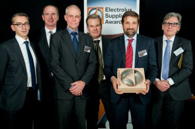 Winning team (l to r): Grégroire Letort, Keith R McLoughlin (president and ceo Electrolux Group), Lennart Persson (managing director of Carel Nordic), Alberto Zanata (president of Electrolux Professional), Gian Lombello (Carel Group chief s&m officer), Paolo Zaros (purchasing director - Electrolux Professional)