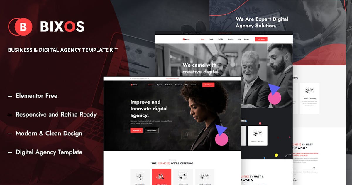 Bixos Business & Digital Agency Template Kit 1.0.0 Club WPress
