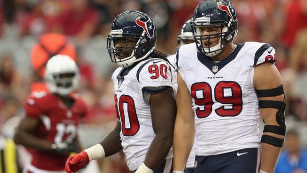 GLENDALE, AZ - AUGUST 09: Linebacker Jadeveon Clowney #90 of the Houston Texans stands on the field during the preseason NFL game against the Arizona Cardinals at the University of Phoenix Stadium on August 9, 2014 in Glendale, Arizona. The Cardinals defeated the Texans 32-0. (Photo by Christian Petersen/Getty Images)