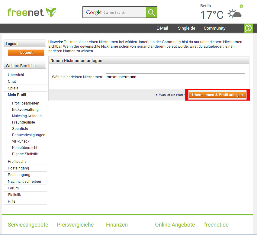 1. Reg und Profil erstellen 4