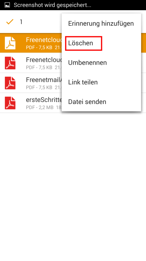 Heruntergeladenen Datei entfernen
