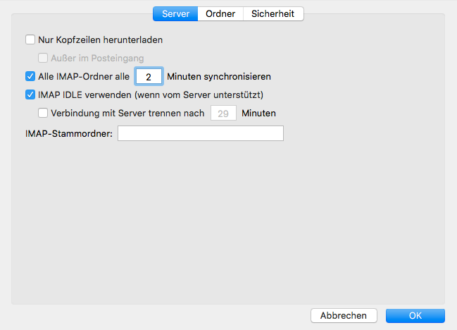 Schritt 7.1 Erweitert Server IMAP