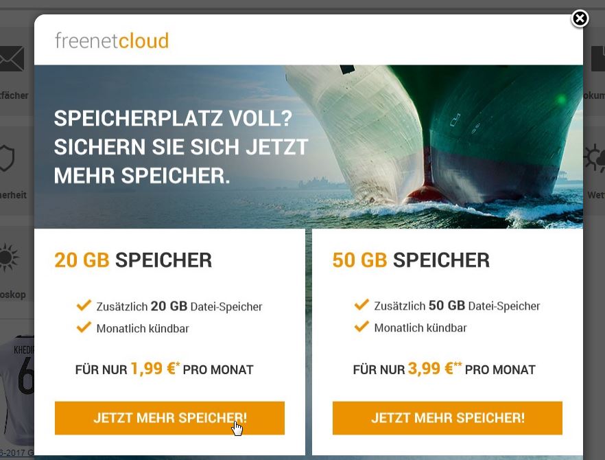 freenetmail Basic_Speicherugrade Cloud
