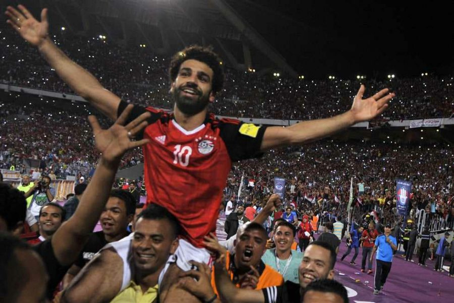 إحتفال محمد صلاح بعد إحرازه ضربة الجزاء أمام الكونغو
