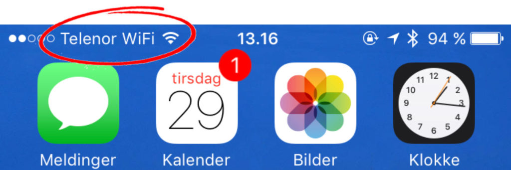 Når WiFi Tale er aktivert på iPhone, vil du se dette nye symbolet.