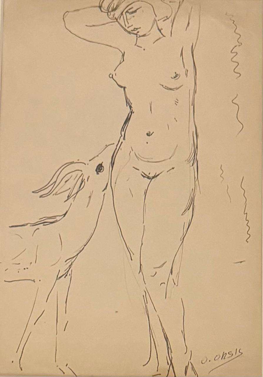 private sale artwork titled: Nude and Gazelle