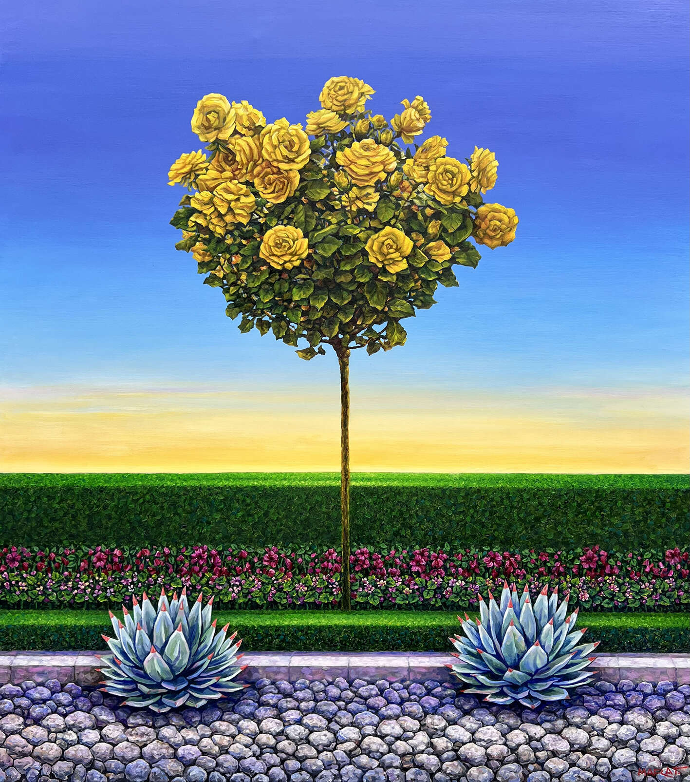 gallery artwork titled: Bush of Yellow Roses 2  image alt