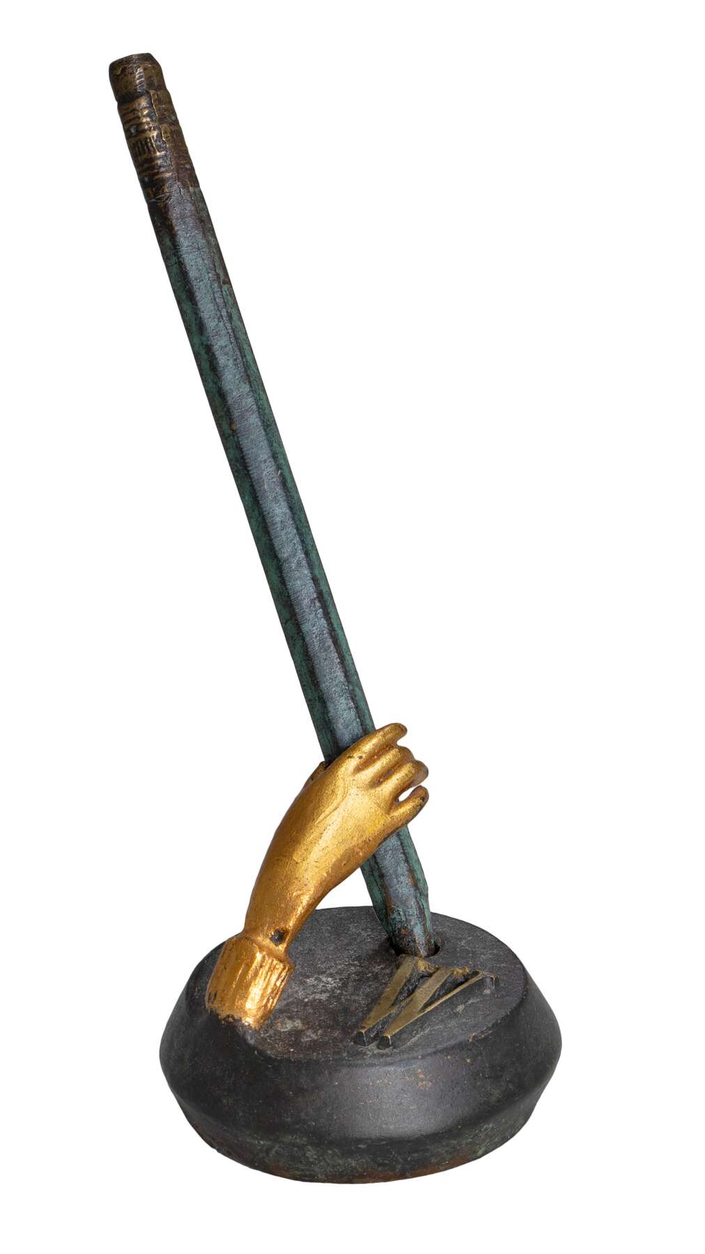 gallery artwork titled: Pencil holder with initial+hand and pencil image alt