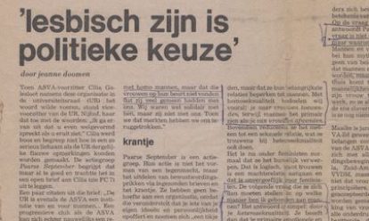 lesbisch zijn is een politieke keuze Lesbisch zijn is politieke keuze