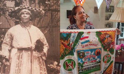 Christine van Russel-Henar 100 jaar emancipatie angisa doek De koto en angisa