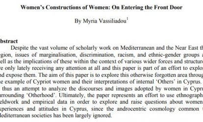 Entering front door - Vassiliadou Women’s Constructions of Women: on Entering the Front Door