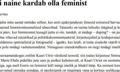 Eesti naine kardab olla feminist Eesti naine kardab olla feminist