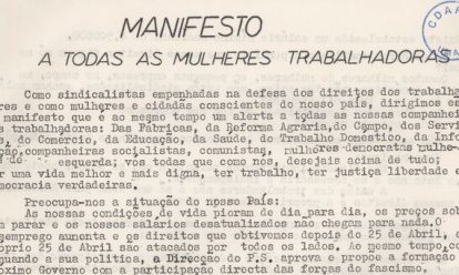 Manifesto : a todas as mulheres trabalhadoras A todas as mulheres trabalhadoras