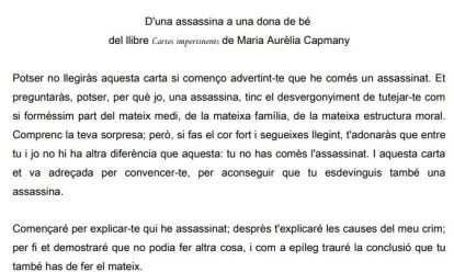 “D’una assesina a una dona de bé” “D’una assesina a una dona de bé”