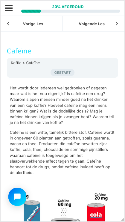 Demonstratie van E-learning op een smartphone - cursus koffie bij Blue C