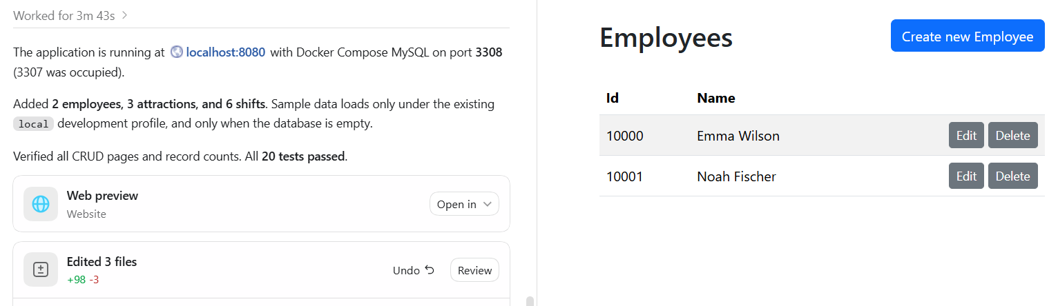 Codex added test data and started our new app Codex added test data and started our new app