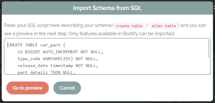 Paste your SQL script to see a preview Paste your SQL script to see a preview