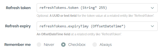 Refresh token with a remember-me option Refresh token with a remember-me option