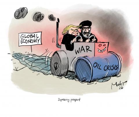 Trump and Chamenei on a steamroller crushing global economy.