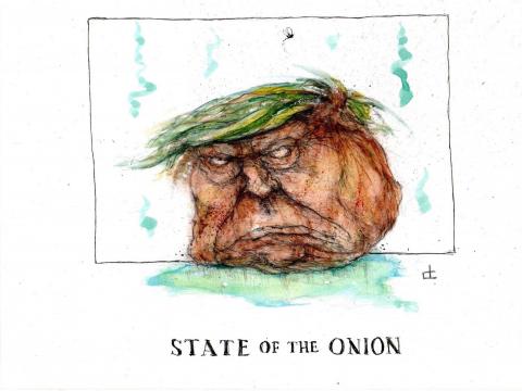 Donald Trump as rotten onion.