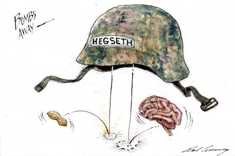 Hegseth helmet drops bombs