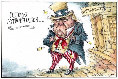 Donald Trump dressed as Uncle Sam.