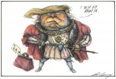 Trump dressed as Henry VIII.