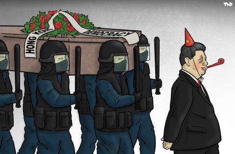 Cartoon about China and Hong Kong