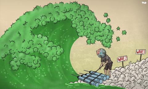 Cartoon about the third wave of corona