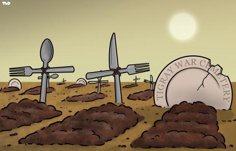Cartoon about hunger in Tigray