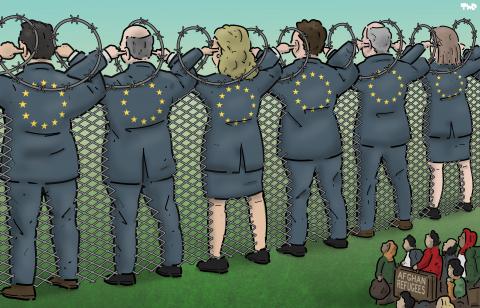 Cartoon about Europe and refugees from Afghanistan