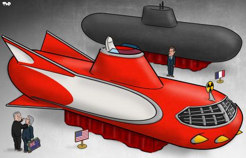 Cartoon about the submarine deal between France and Australia