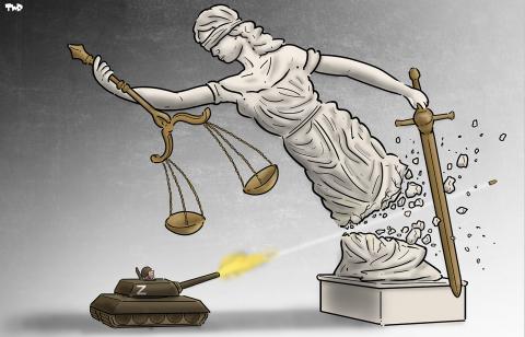 Cartoon about Russian war crimes