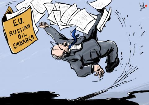 cartoon by emanuele del rosso about europe and russian oil