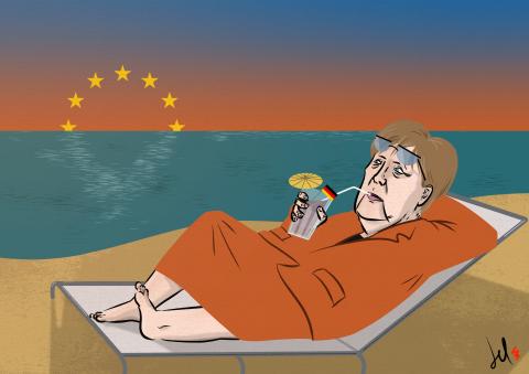 cartoon by emanuele del rosso about angela merkel