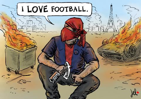 cartoon about paris and psg celebrations turned violent
