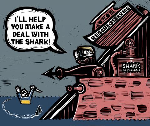 Trump offers to help man battling a shark negotiate with the shark, instead of using nearby rescue equipment