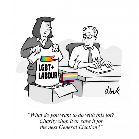 A box of Labour LGBT+ merchandise at the UK  Prime Ministers office “What do you want to do with this lot? Charity shop it or save it for the next General Election? ”