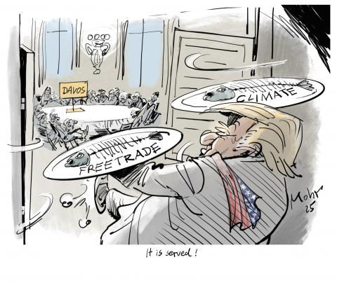 Trump serves in Davos.