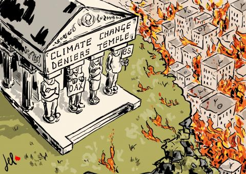 climate change fires cartoon del rosso