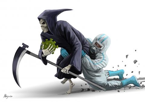 covid-19,death vs doctor,
