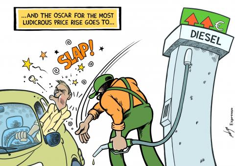 Diesel price rises more than gasoline