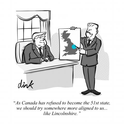 Advisor in Trump's office points to a map of the UK “As Canada has refused to become the 51st state, we should try somewhere more aligned to us... like Lincolnshire. ”