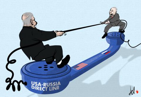 cartoon by emanuele del rosso about putin and biden