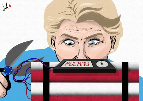 cartoon by emanuele del rosso about poland and EU