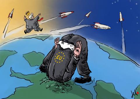 EU behaviour towards Trump cartoon