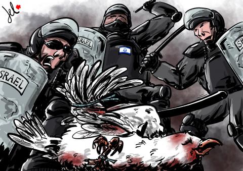 israel palestine del rosso cartoon