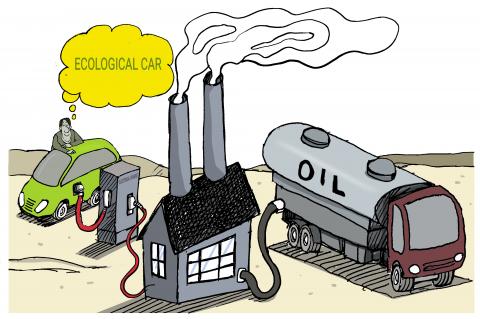 Electric car with oil use